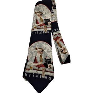 Norman Rockwell Men's Christmas Tie Santa Expence Acct Saturday Evening Post